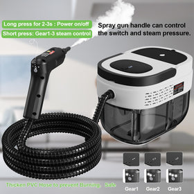 Goyappin steam cleaner with compact design for easy cord storage and mobility.