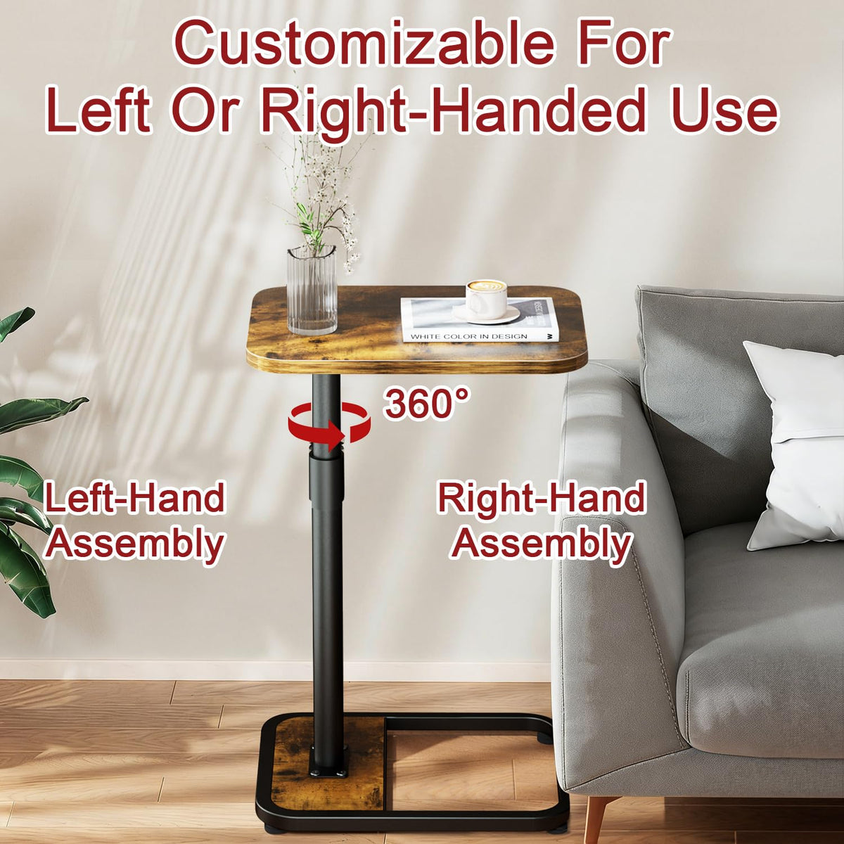 GOYLSER multi-use table for living room adapts to sofa, bed, or desk.