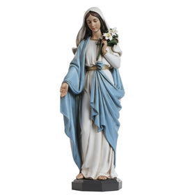 Grace4Joy Blessed Mother Mary statue 10-inch hand-painted with lilies for home altars