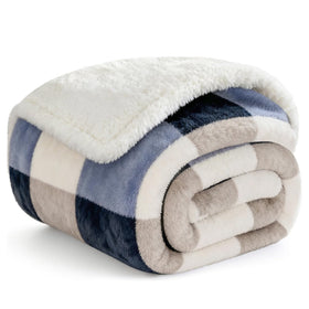 Gracelife Sherpa throw on gray couch for warm lounging.