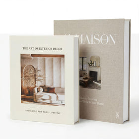 GRACEY LANE linen-cover decorative fake books arranged in a left stack for stylish living room decor.