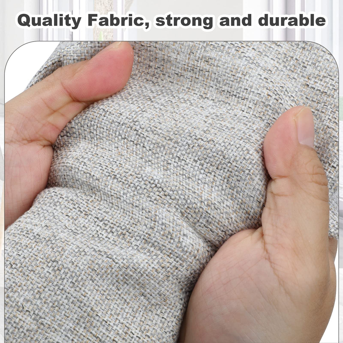 Graciadeco beige linen textured storage box with handles offers easy portability