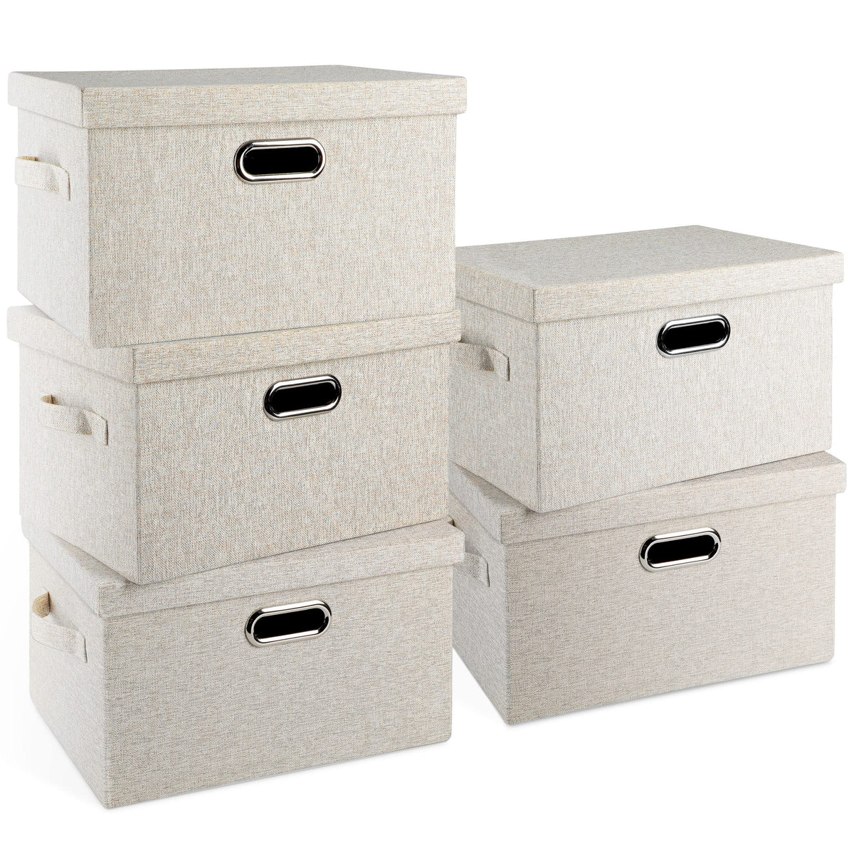 Graciadeco bins with lids—sturdy stackable design for closet storage.