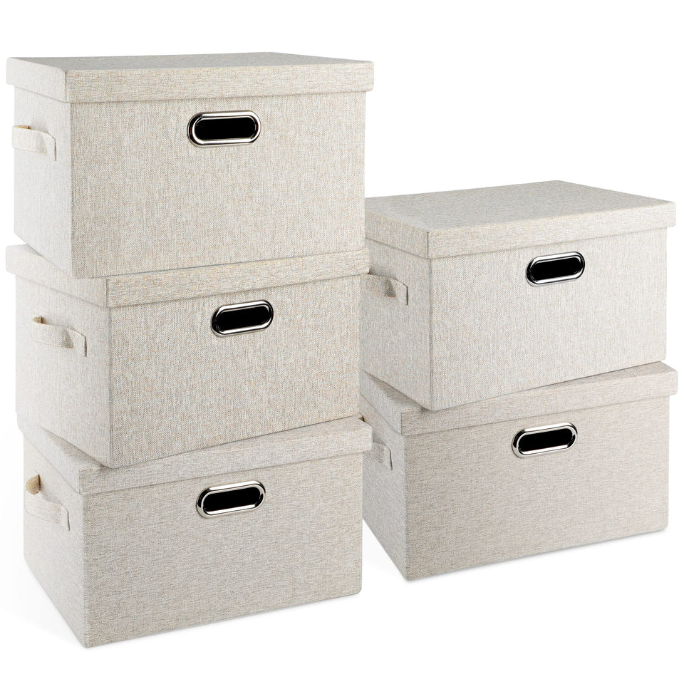 Graciadeco bins with lids—sturdy stackable design for closet storage.