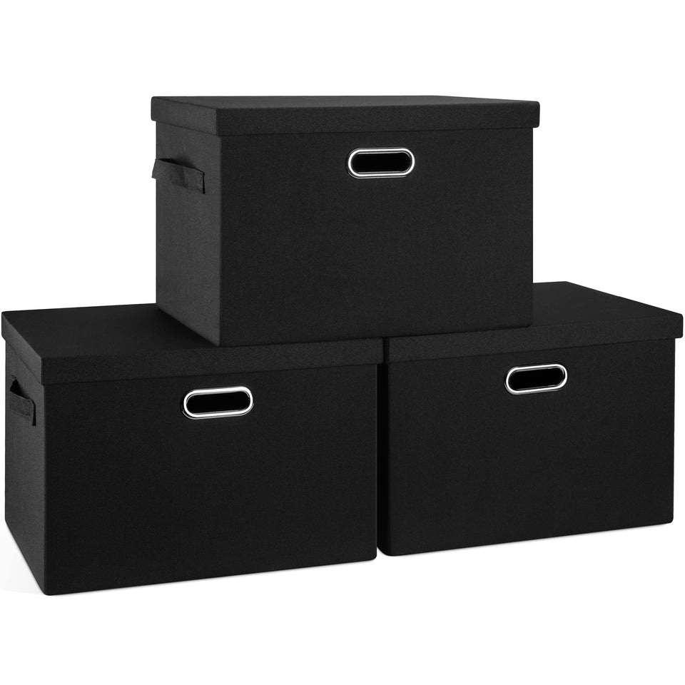 Graciadeco large 17-inch storage bin with lid shown stacked for closet organization