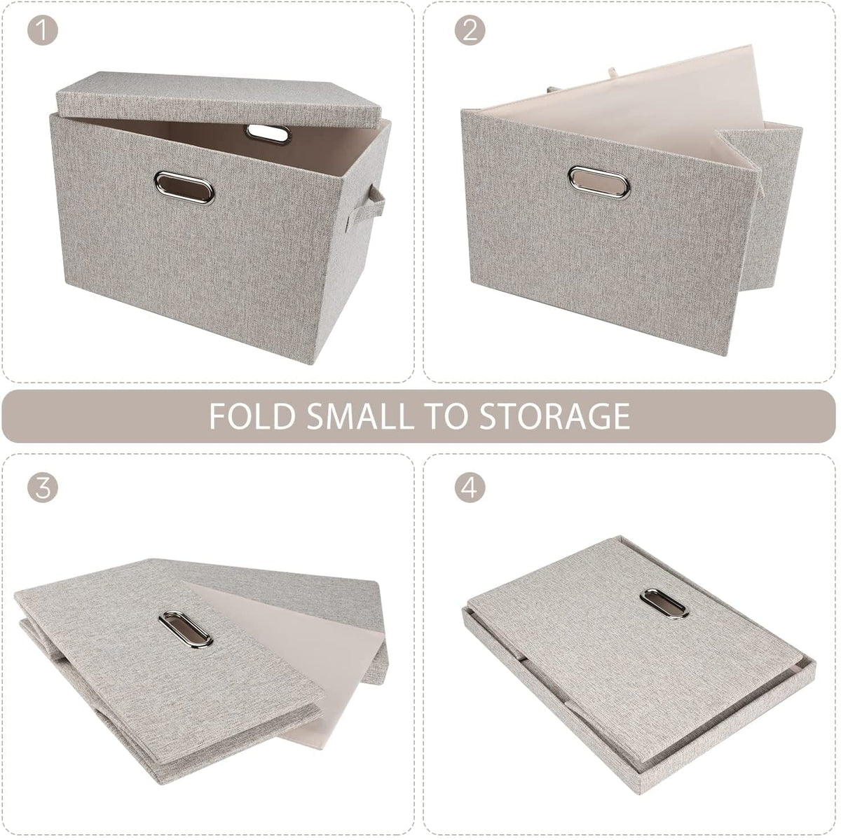 Graciadeco lidded bin shows four handles for versatile grabbing from any side
