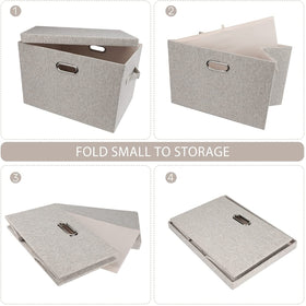 Graciadeco lidded bin shows four handles for versatile grabbing from any side