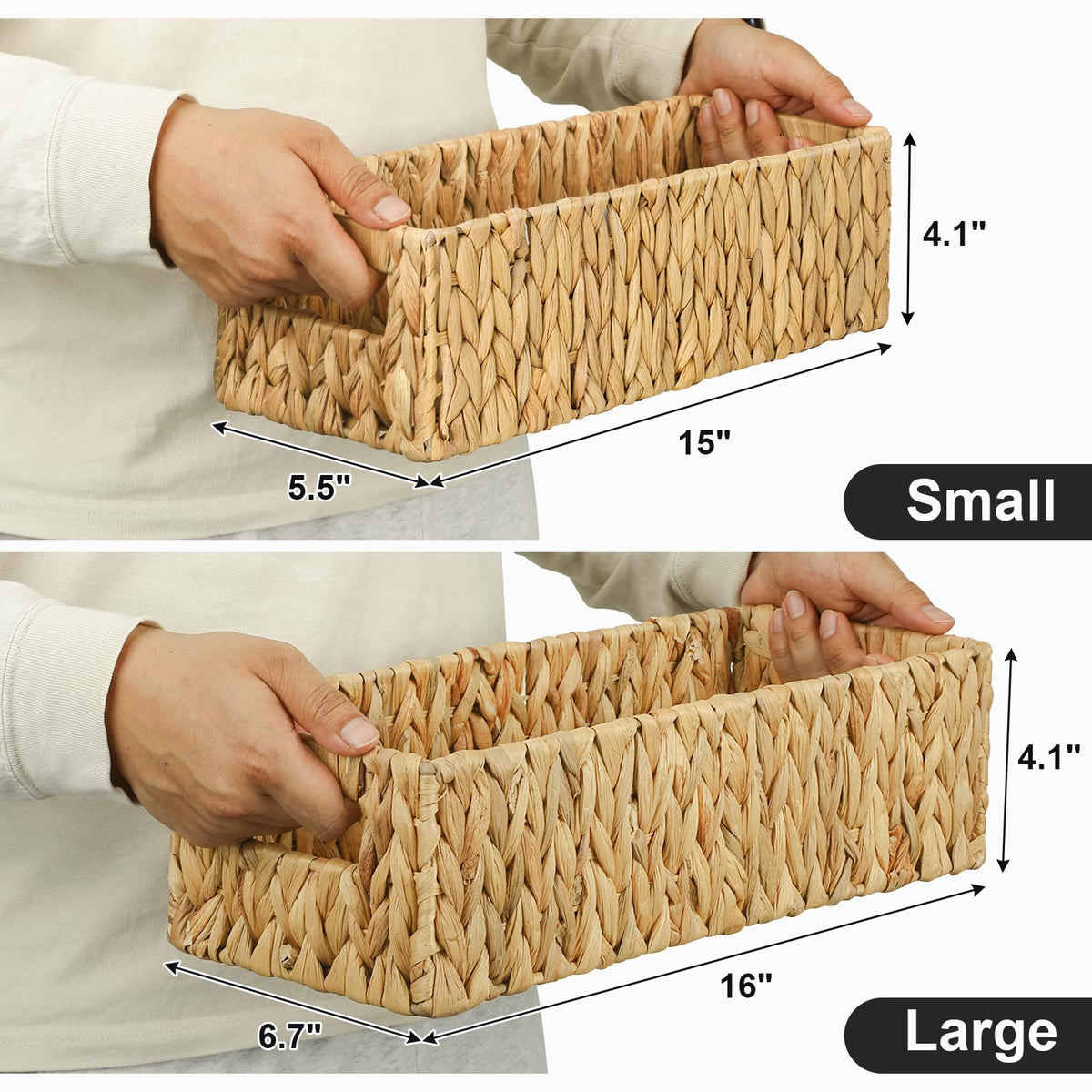 Graciadeco nesting basket on shelf for towels and toiletries.