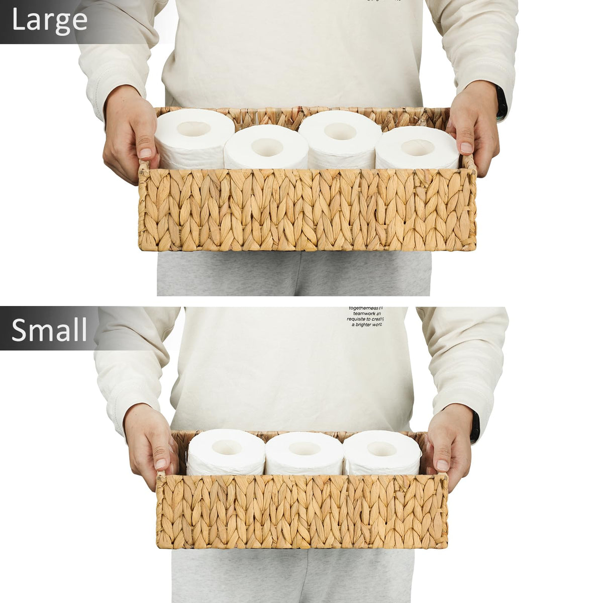Graciadeco nesting basket long narrow ideal for magazines or cosmetics.