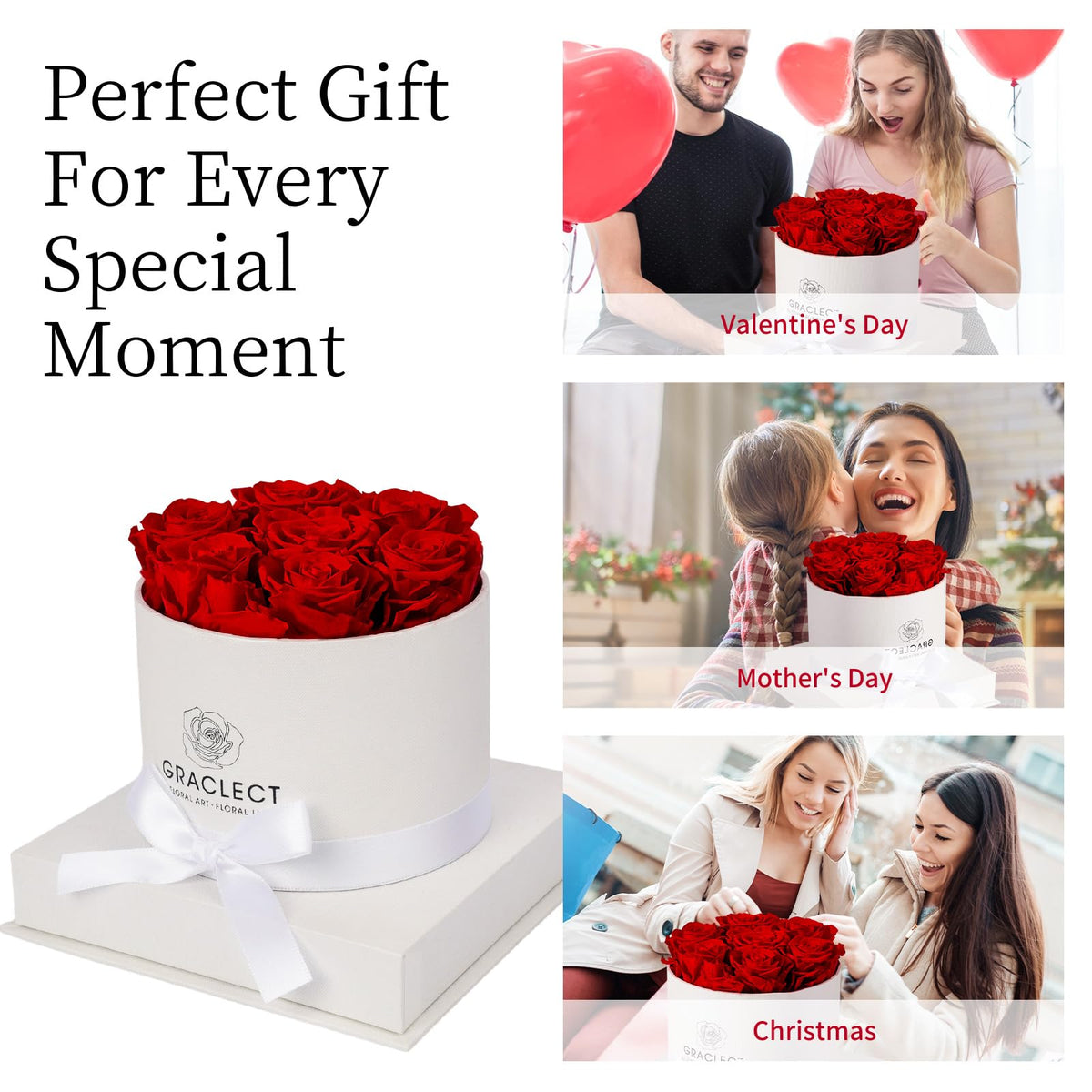 Graclect preserved rose box decor-ready for home or office.