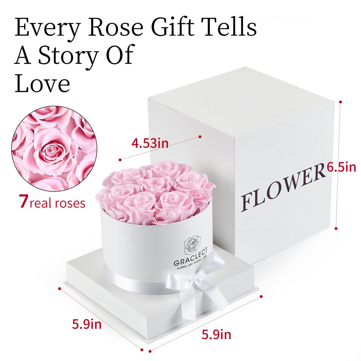 Graclect pink preserved rose option for personal gifting.