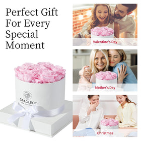 Graclect preserved roses in red, blue, pink, and purple color choices.