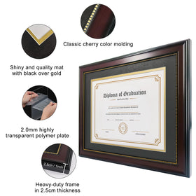 GraduatePro black over gold mat framing a certificate with elegant contrast.