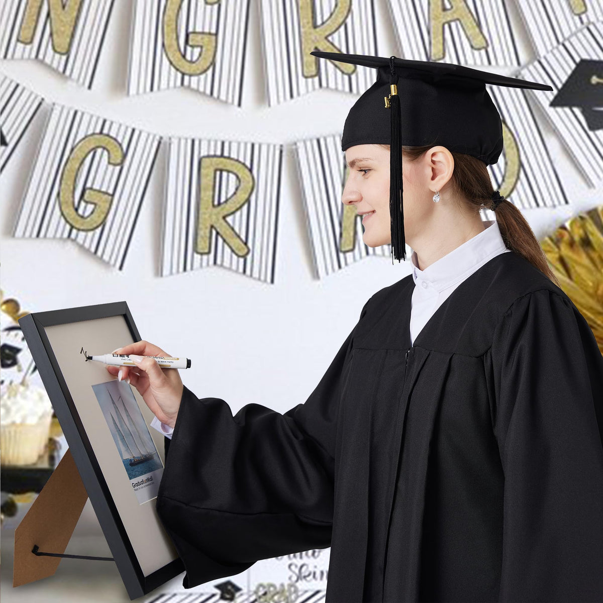 GraduatePro frame with 5x7 mat opening highlights easy guest-book signing.