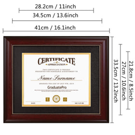 GraduatePro mahogany frame with gold beads adds a premium, heirloom feel.