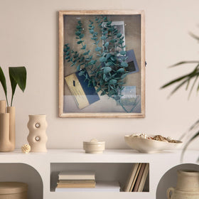 GraduatePro shadow box interior with linen back displays organized memory display possibilities.