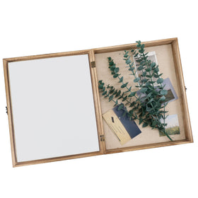 GraduatePro shadow box hinged door and lock keep mementos secure and accessible.