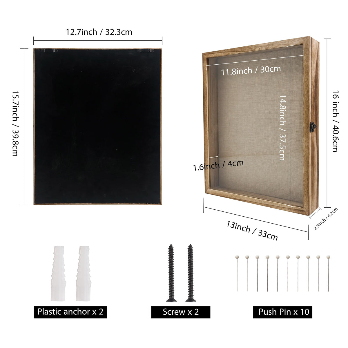 GraduatePro shadow box memory display filled with bouquets, photos, medals, and more.