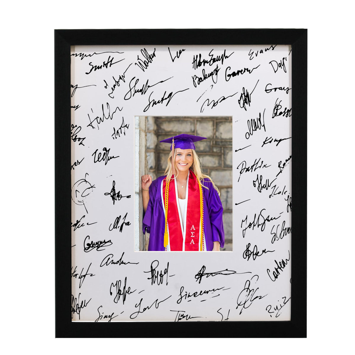 GraduatePro 11x14 signature board frame front view with clear plexiglass protecting memories.