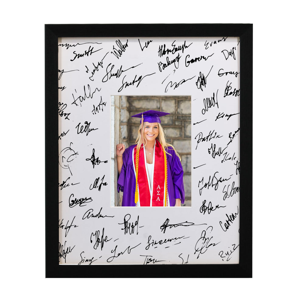 GraduatePro 11x14 signature board frame front view with clear plexiglass protecting memories.