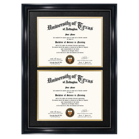 GraduationMall 14x20 double frame, front view, ideal for displaying two diplomas.