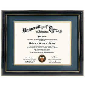 GraduationMall 8.5x11 frame with navy over gold mat highlights your certificate elegantly.