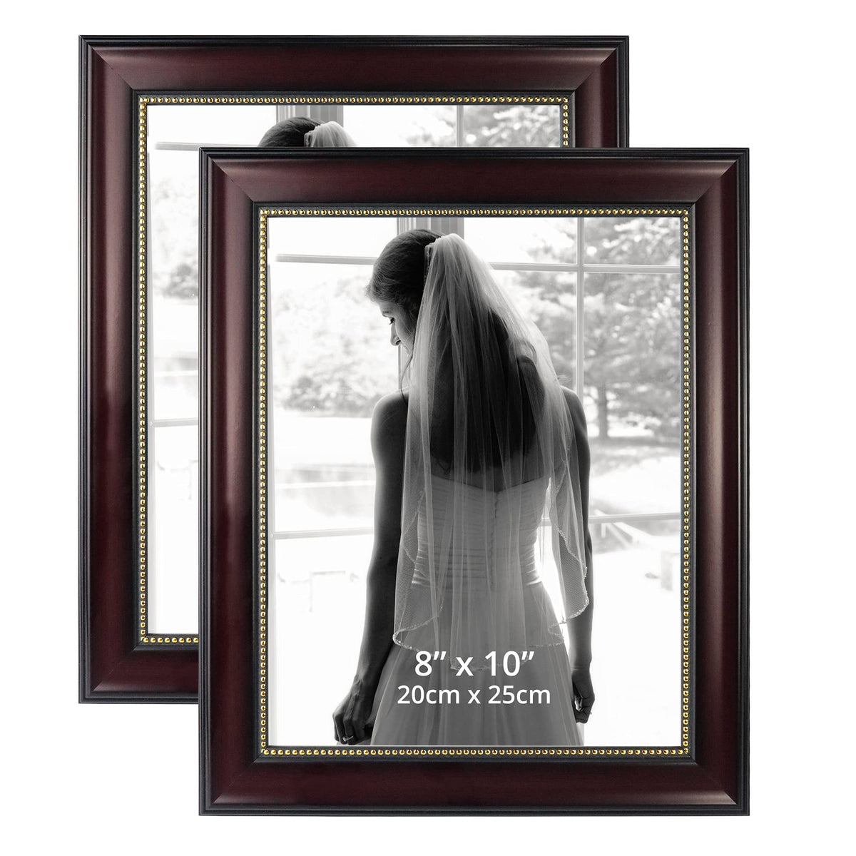 GraduationMall 8x10 frame mahogany with gold beads front view for elegant wall display.