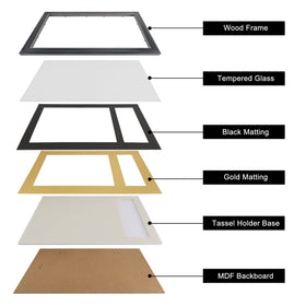 GraduationMall black over gold mats create elegant contrast for diplomas