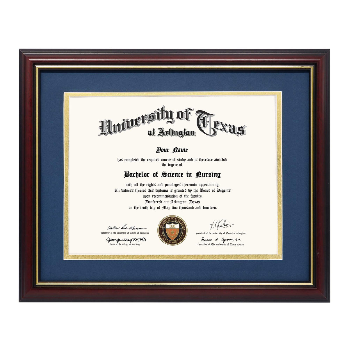 GraduationMall 8.5x11 diploma frame with navy mat protects certificates from dust