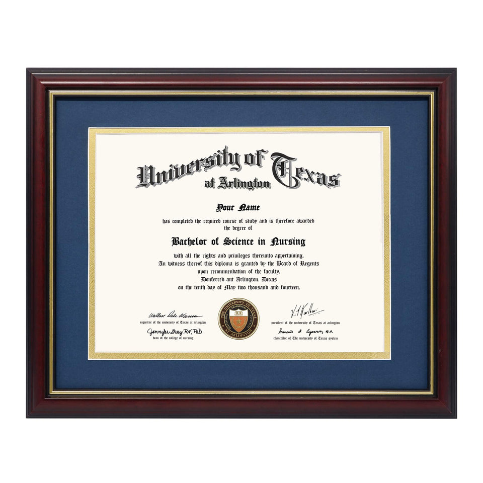 GraduationMall 8.5x11 diploma frame with navy mat protects certificates from dust