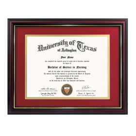 GraduationMall diploma frame with 8.5x11 red-over-gold mat for a premium display