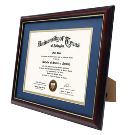GraduationMall cherry-finish frame close-up showing wood texture