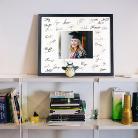 GraduationMall clear plexiglass front protects photos from dust.