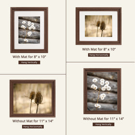 GraduationMall rustic brown wooden frame 11x14 without mat for posters or artwork.