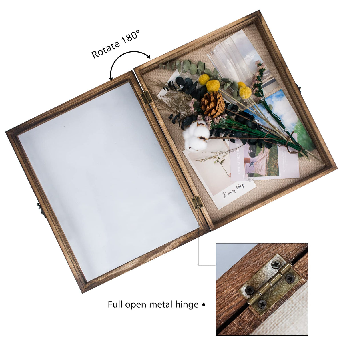 Six pins included with the GraduationMall shadow box frame for securing items.