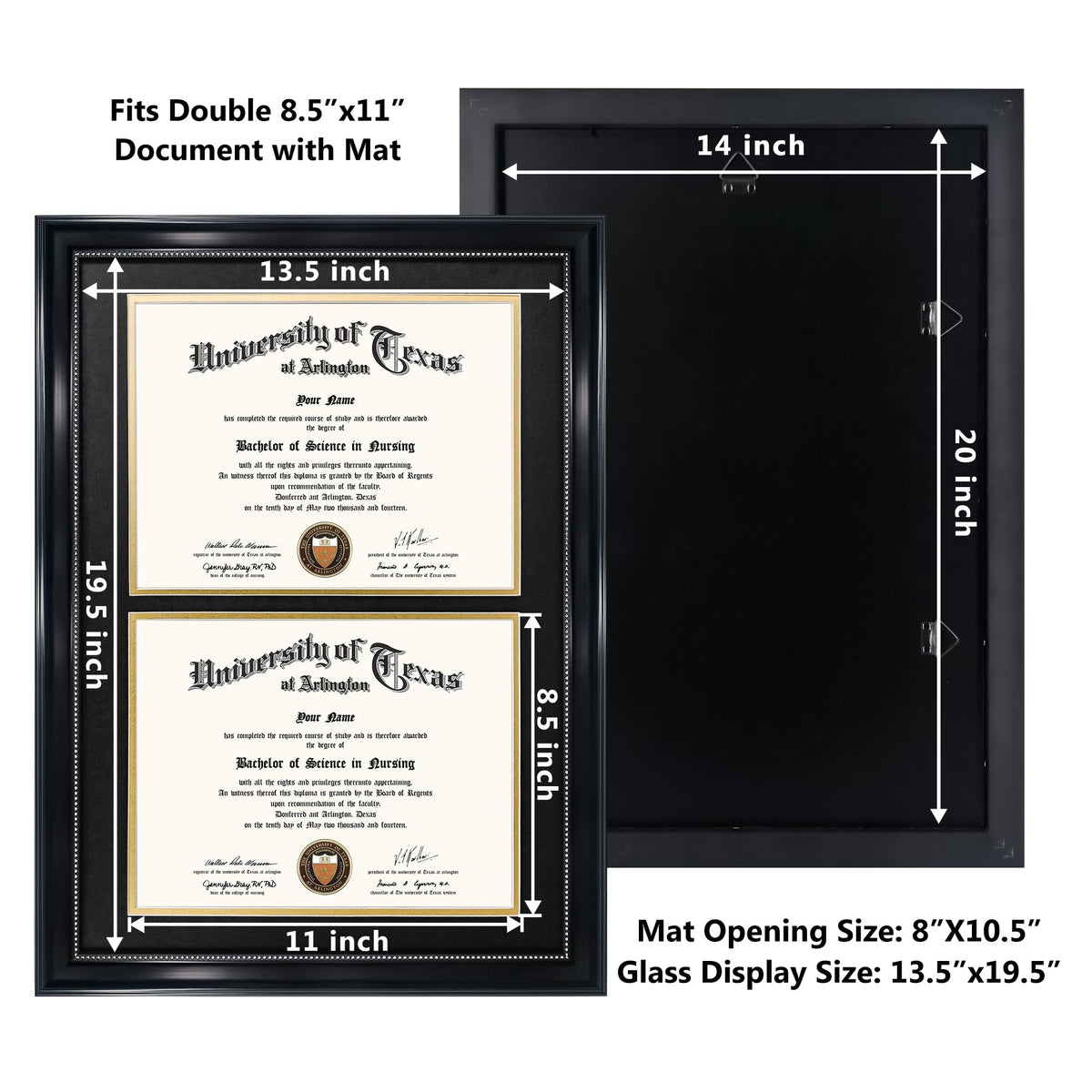 Tempered glass protects diplomas in a GraduationMall frame from dust and moisture.