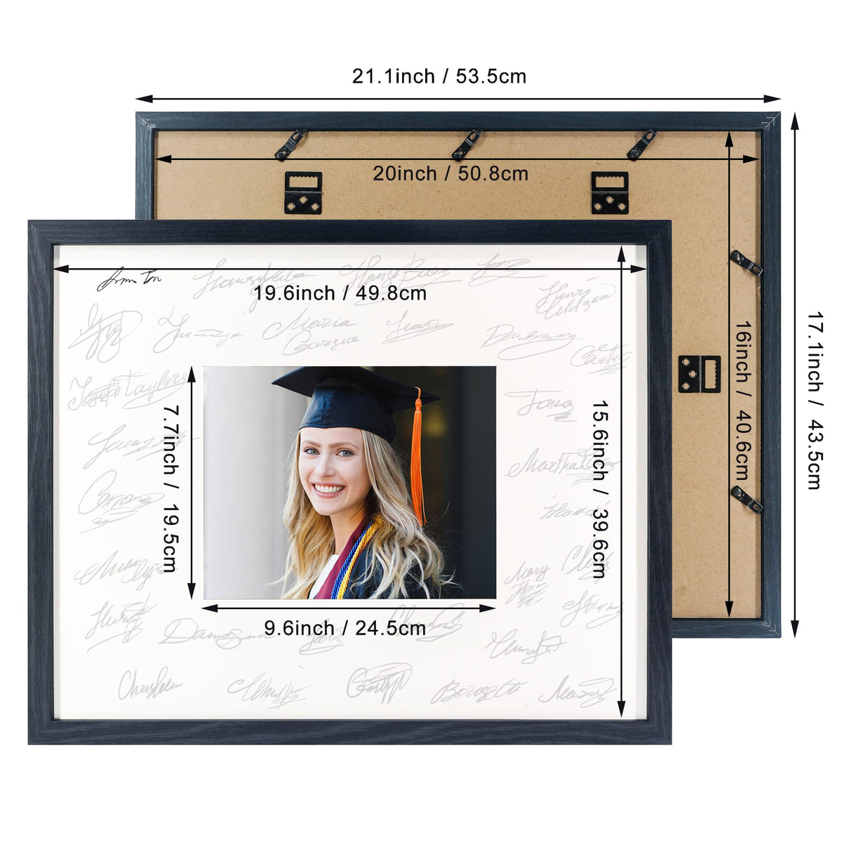GraduationMall frame includes wall-hanging hardware for easy setup.