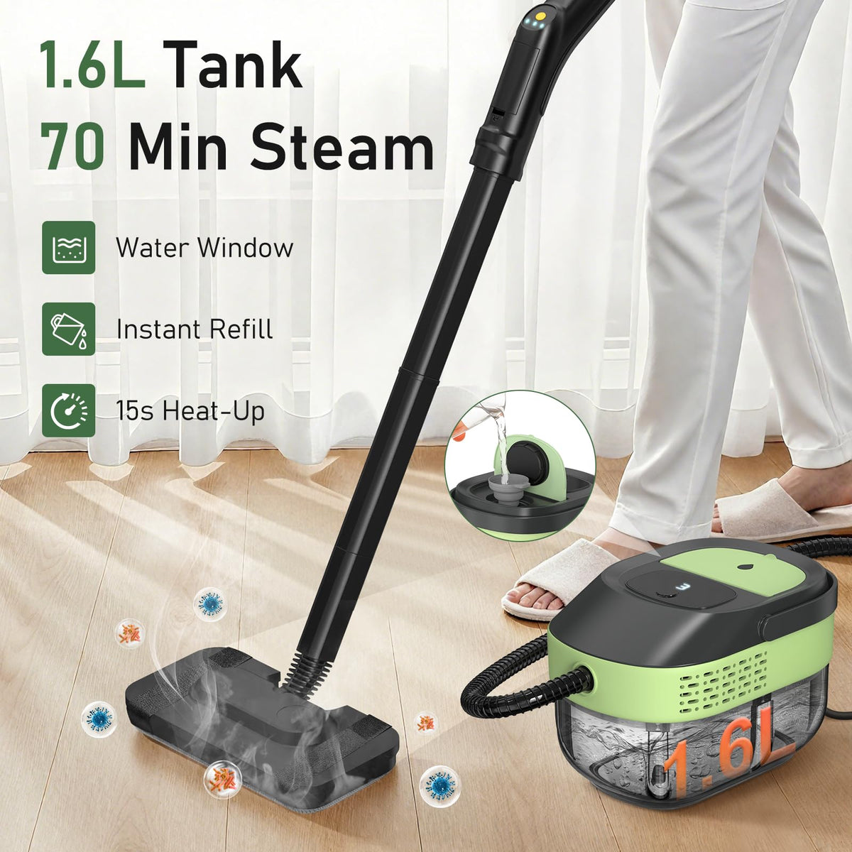 Granarbol handheld steamer with attachments for versatile surface cleaning
