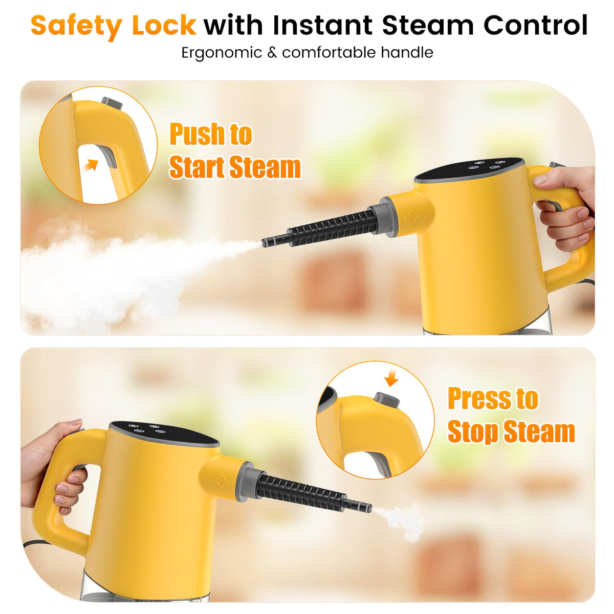 Granarbol steam cleaner uses only water for chemical-free cleaning.