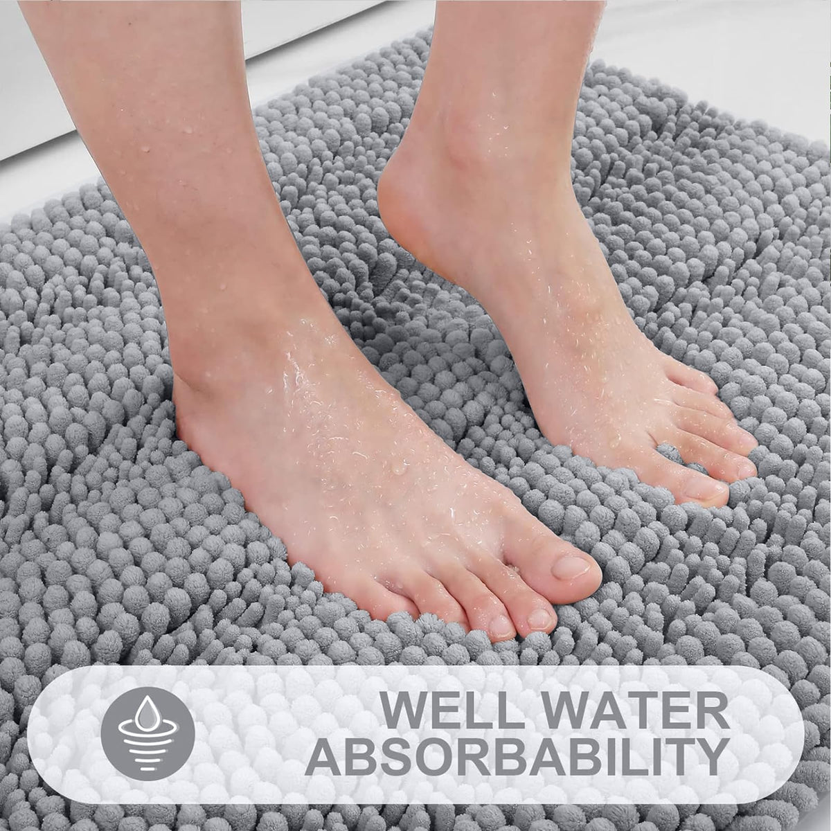 Grandaily large light grey mat coordinates seamlessly with bathroom decor
