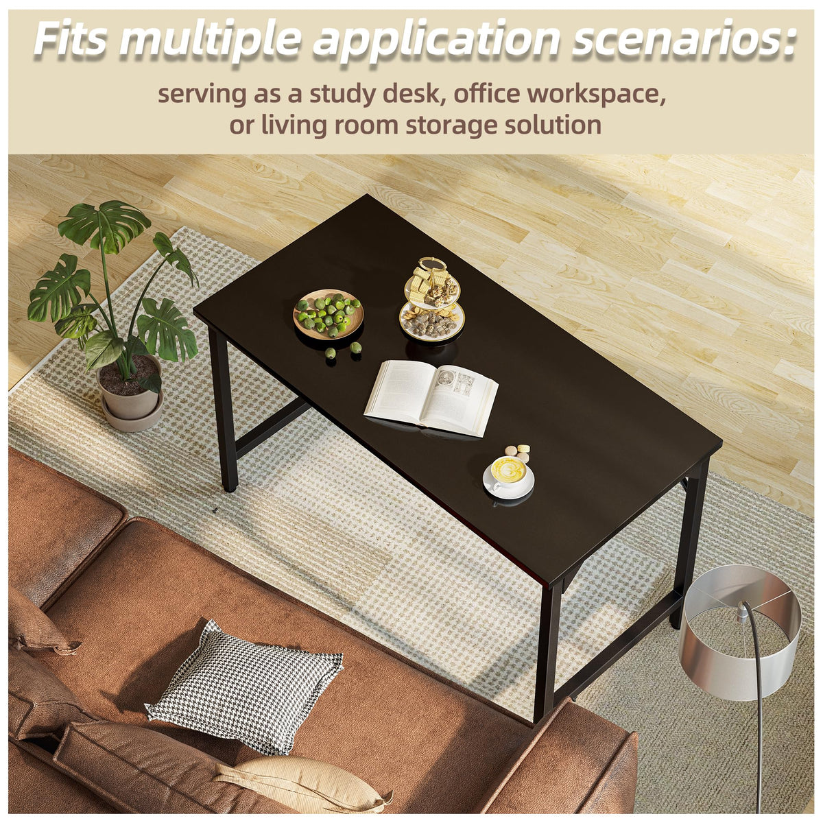 Grandder small office desk adjustable-feet enable level positioning on uneven floors.