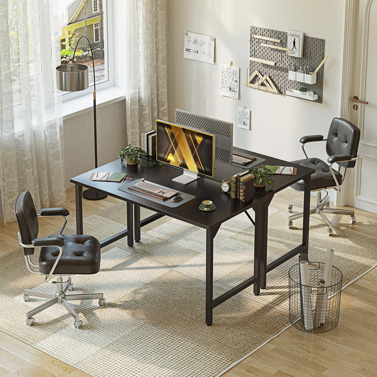 Grandder small office desk desk surface close-up shows scratch-resistant finish.