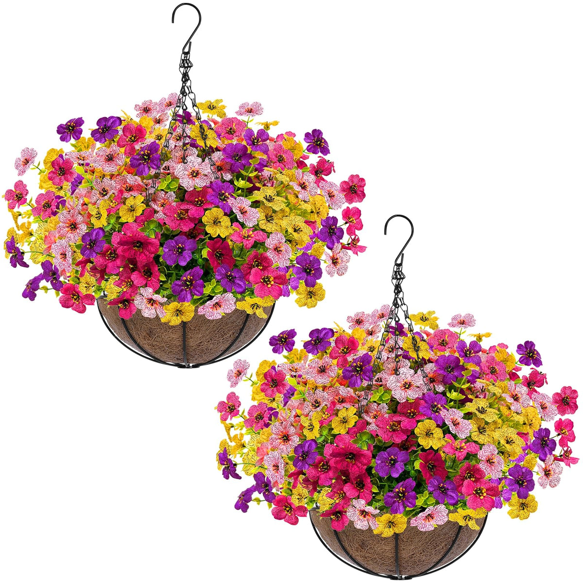 Grandeal artificial hanging plants pack of flowers for outdoor decor, year-round beauty