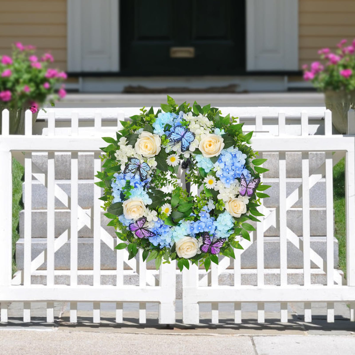 Grandeal wreath is easy to fluff and maintain, holds shape after transport
