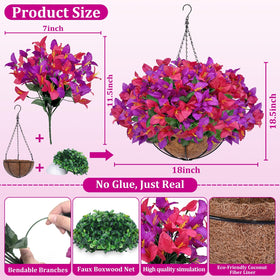 Grandeal silk bougainvillea branches in basket provide low-maintenance beauty