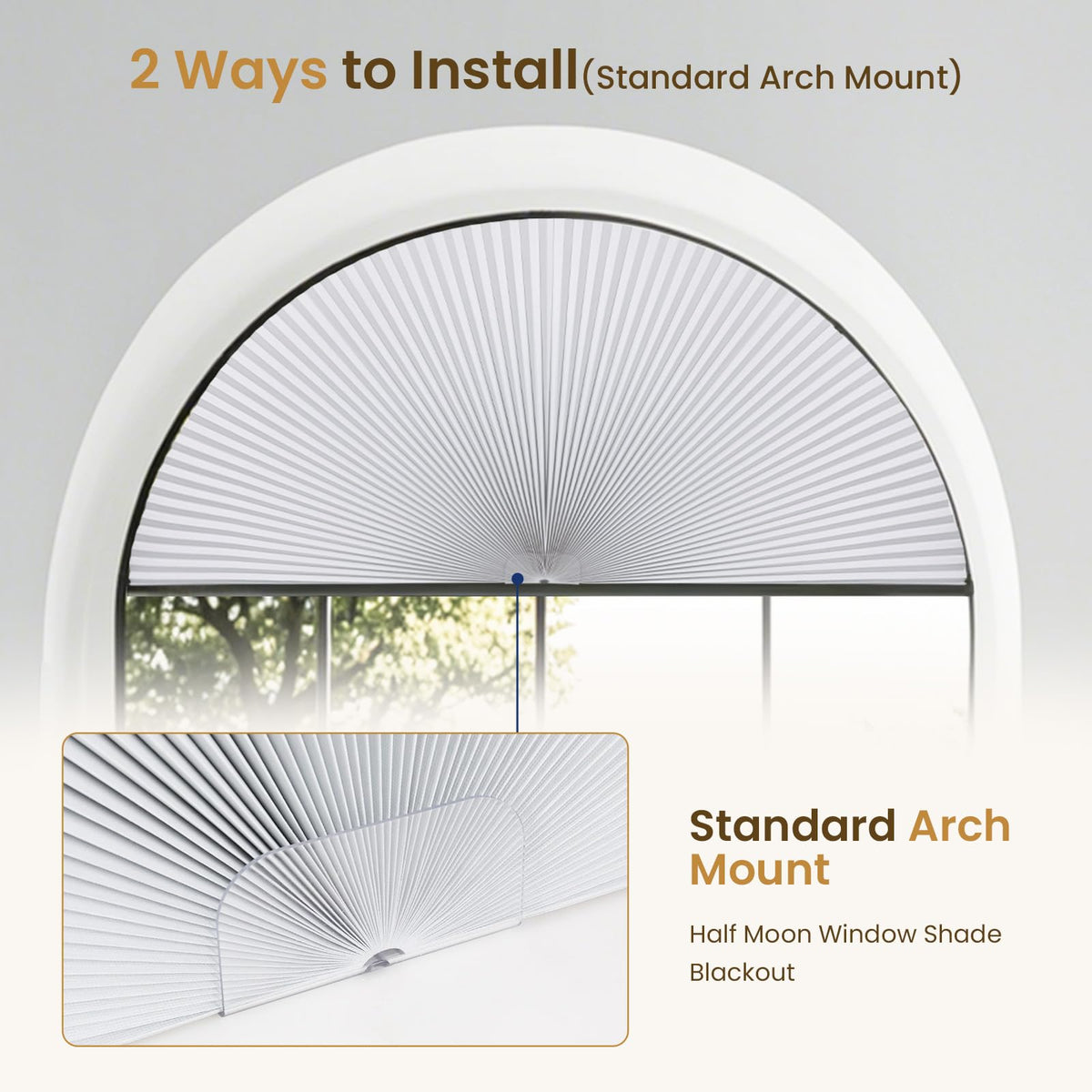 Grandekor honeycomb arch blind with cellular design enhances energy efficiency and UV protection