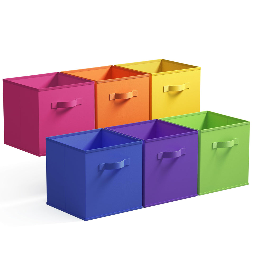 GRANNY SAYS 11-Inch cube storage bin rainbow six-pack for toy and clothes storage