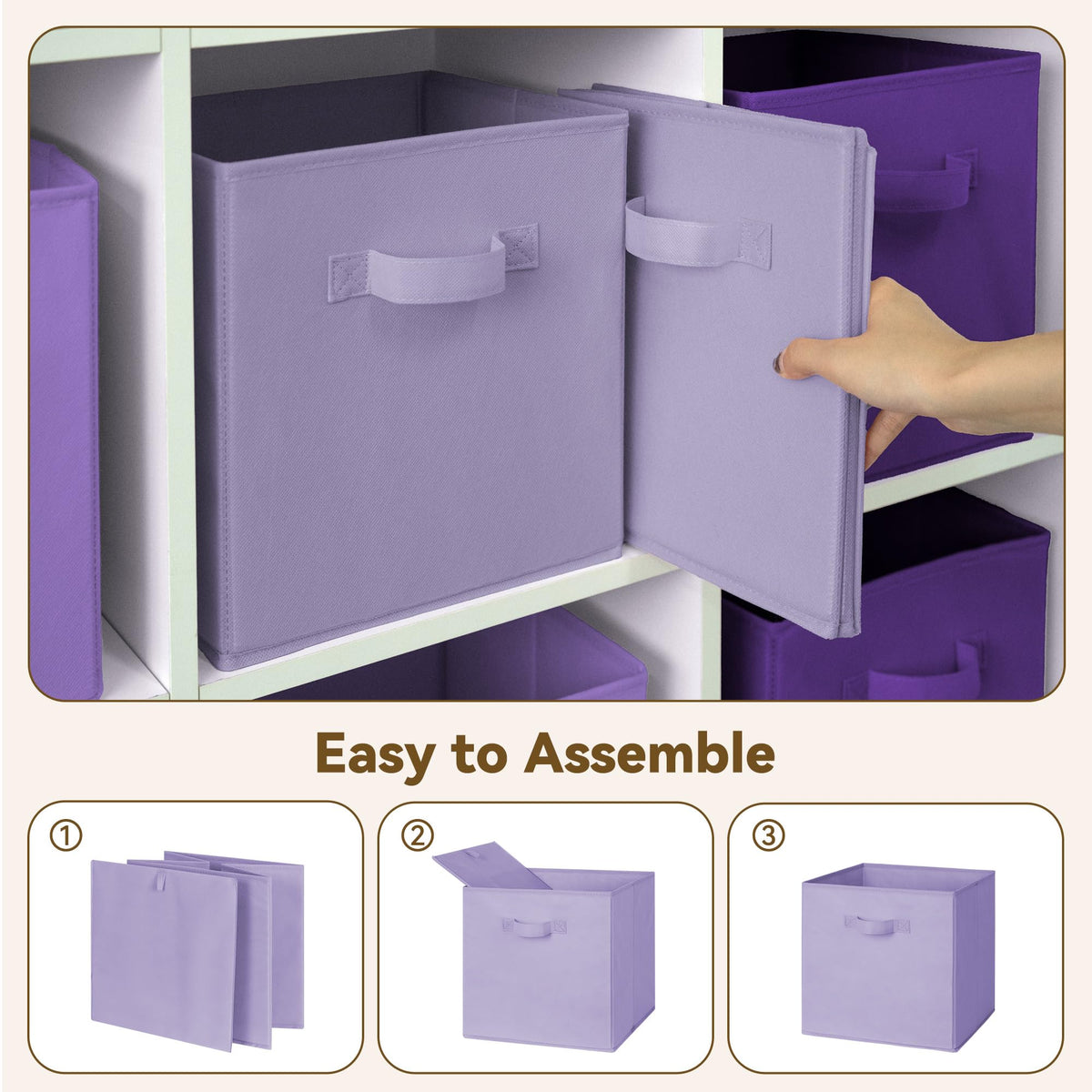 GRANNY SAYS 11in cube storage bin, purple gradient ideal for toy organization