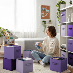 GRANNY SAYS 11in cube storage bin, purple gradient side view fits cube shelves