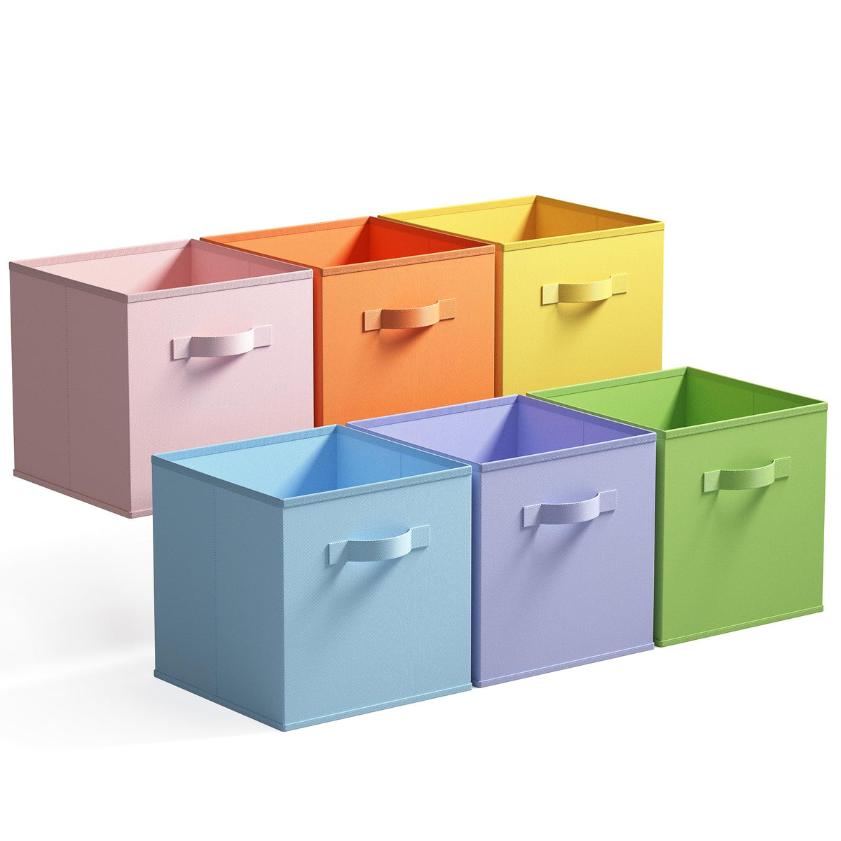 Granny Says 11x11 storage cubes assembled on a shelf for neat organization.